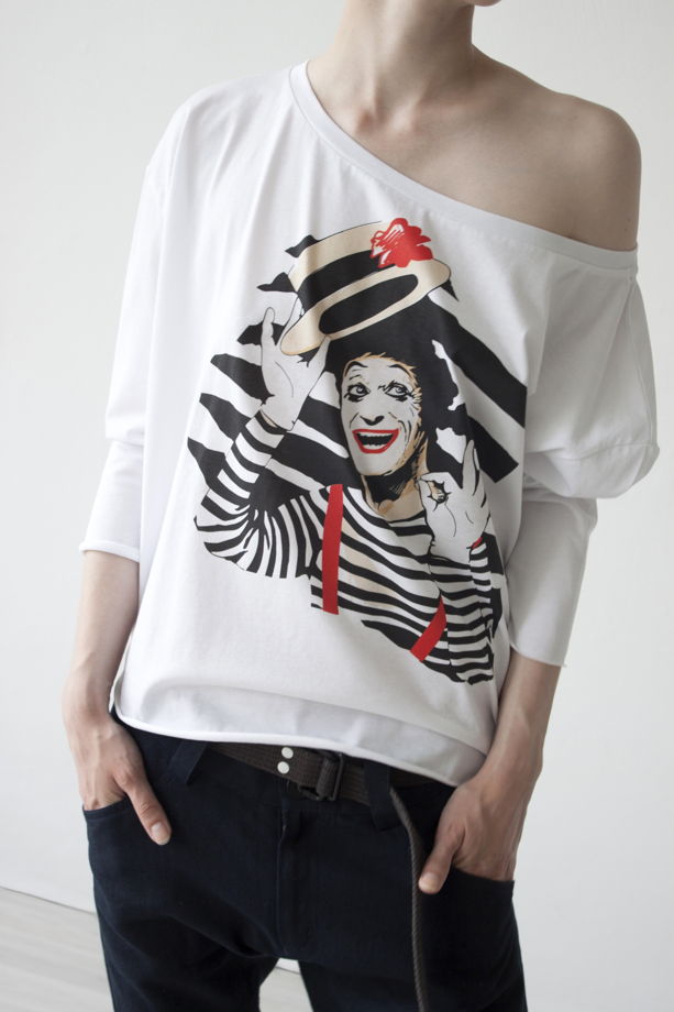 Женские футболки с принтом Marcel Marceau