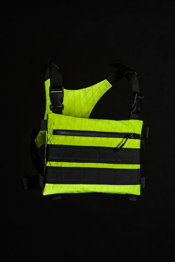 Тактическая нагрудная сумка - разгрузка из лимонного X-pac со съемным кошельком  / Neon lime x-pac chestrig with detachable wallet