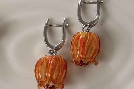Серьги Рыжие бутоны