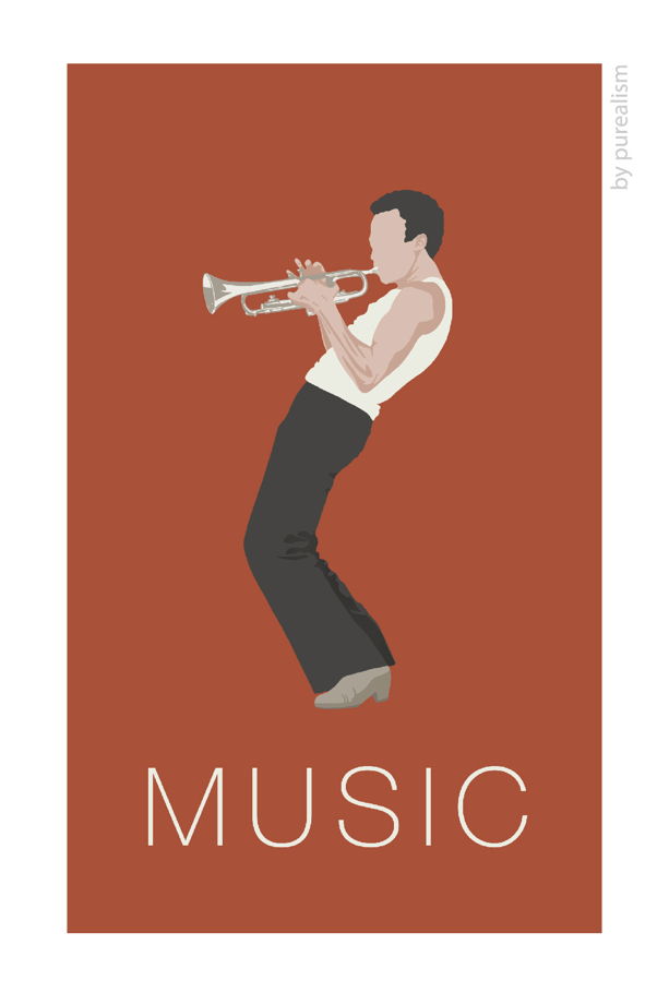 Дизайнерская открытка "Музыка: труба" формата 10х15см