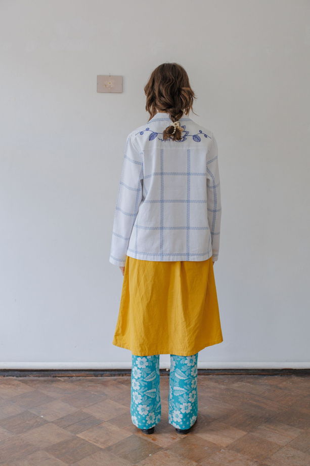 Рубашка с Синими Цветами и Полосками/Blue Flowers and Stripes Long Sleeve Shirt 2