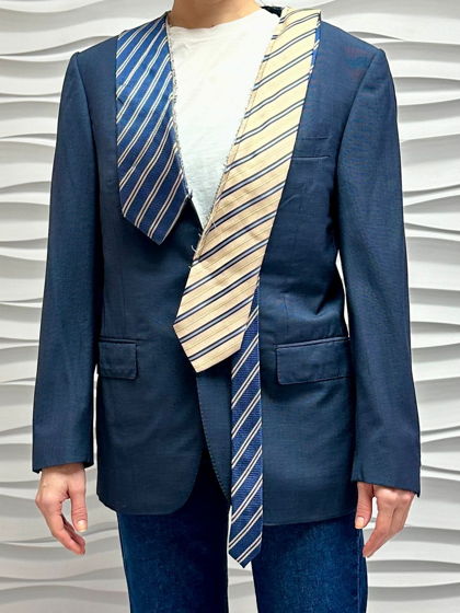 Пиджак мужской из шерсти с лацканами из галстуков CORNELIANI feat OCTŌPODA