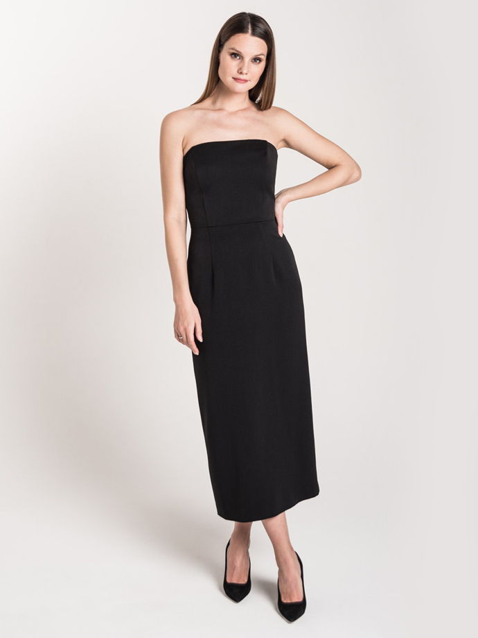 Платье-бандо миди, черный