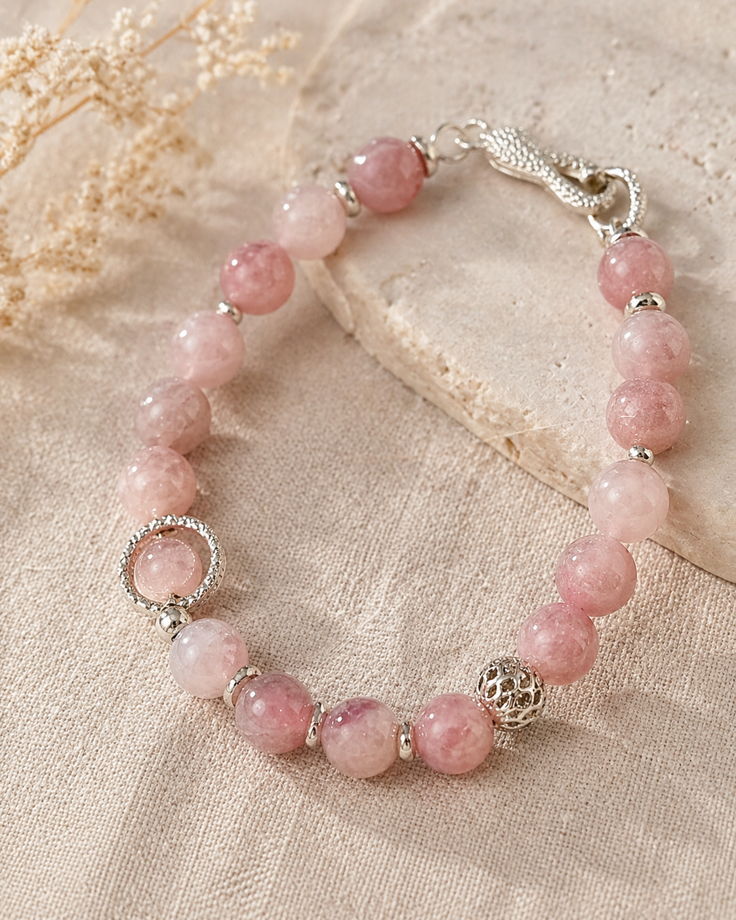 Браслет из розового мадагаскарского кварца