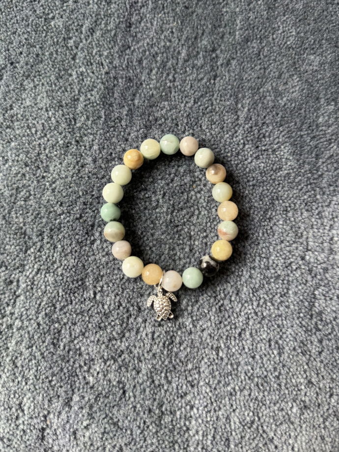 Браслет с черепашкой из натурального камня «Амазонит» Ani.g.bracelets