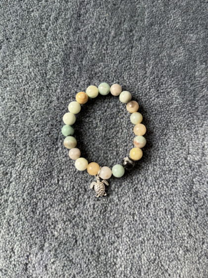 Браслет с черепашкой из натурального камня «Амазонит» Ani.g.bracelets