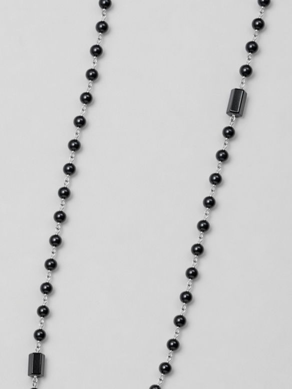 Сотуар / колье длинное из черного агата унисекс