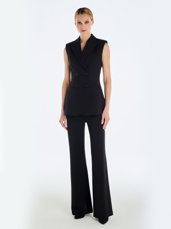 Двубортный жилет с объемными плечами, черный