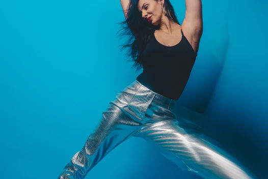 Брюки Silver с высокой посадкой из экокожи Metallic Python