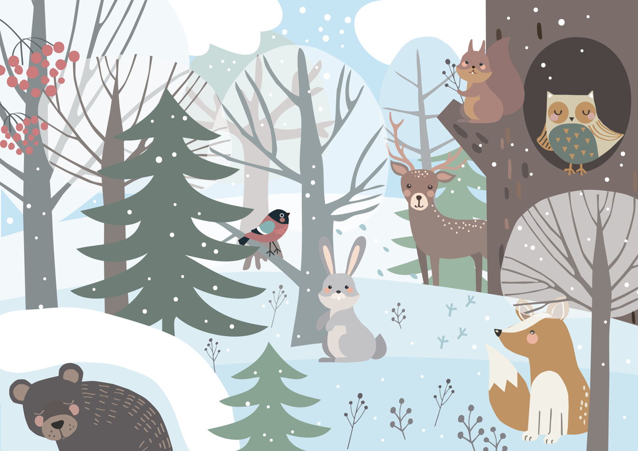 Авторский постер Зима в Лесу на плотной матовой бумаге 50х70