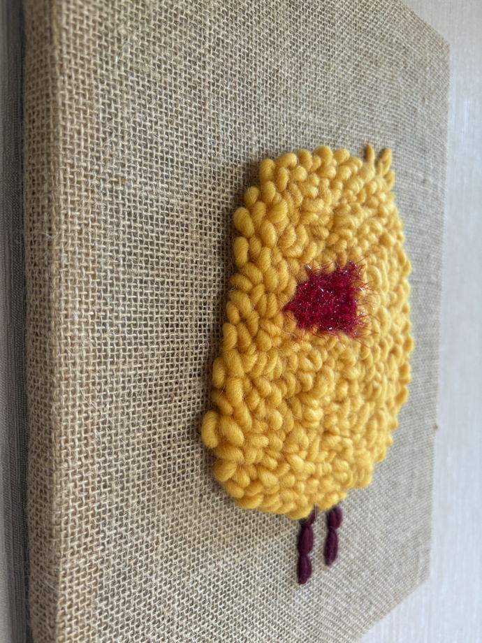 Цыплёнок, ковровая вышивка, punch needle 30х40 см