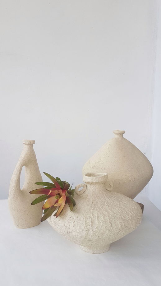 Керамическая ваза натуральной фактуры и цвета -2