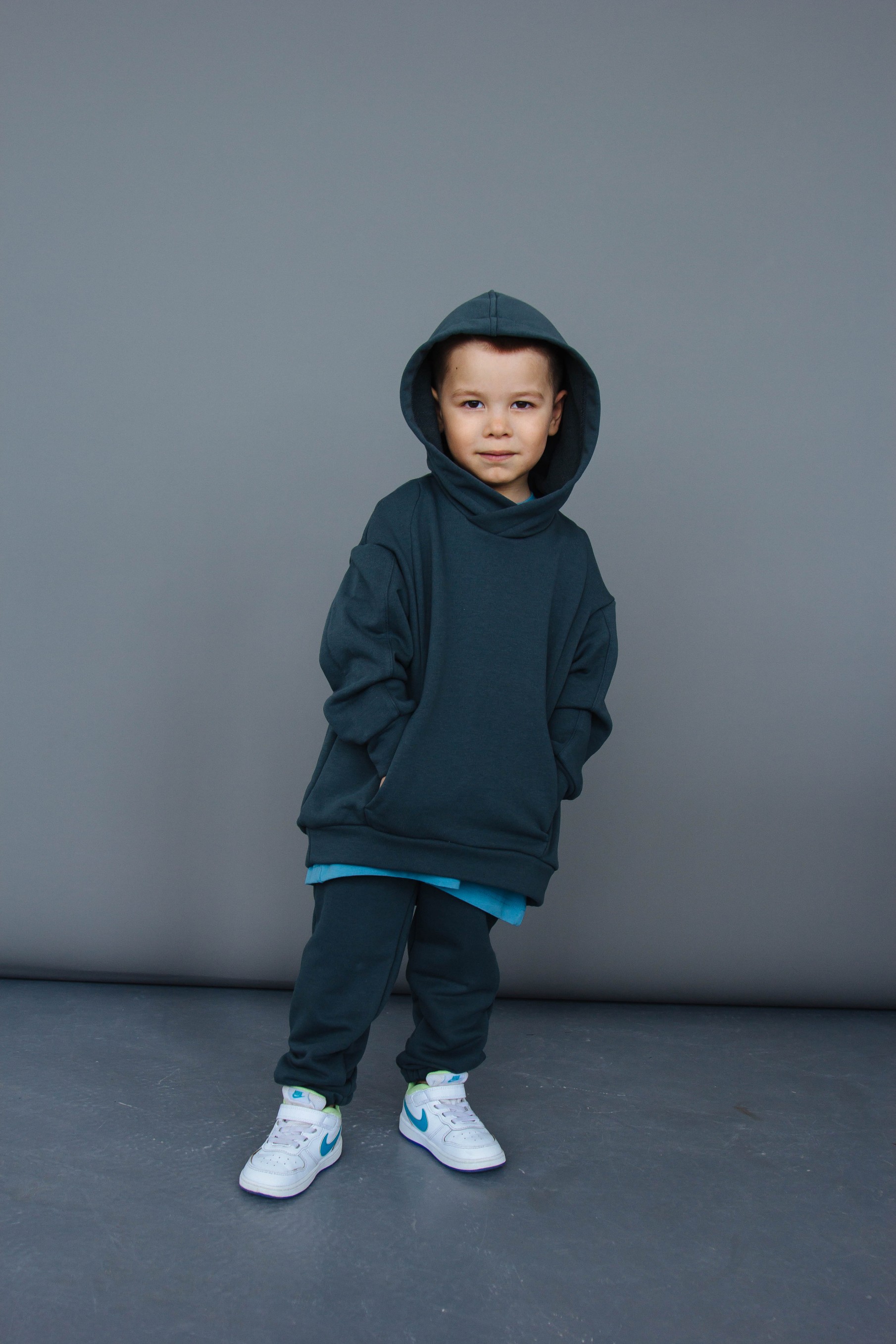 Детский костюм ОВЕРСАЙЗ футер 3х нитка петля. Цвет цемент в магазине «9lun_brand» на Ламбада-маркете