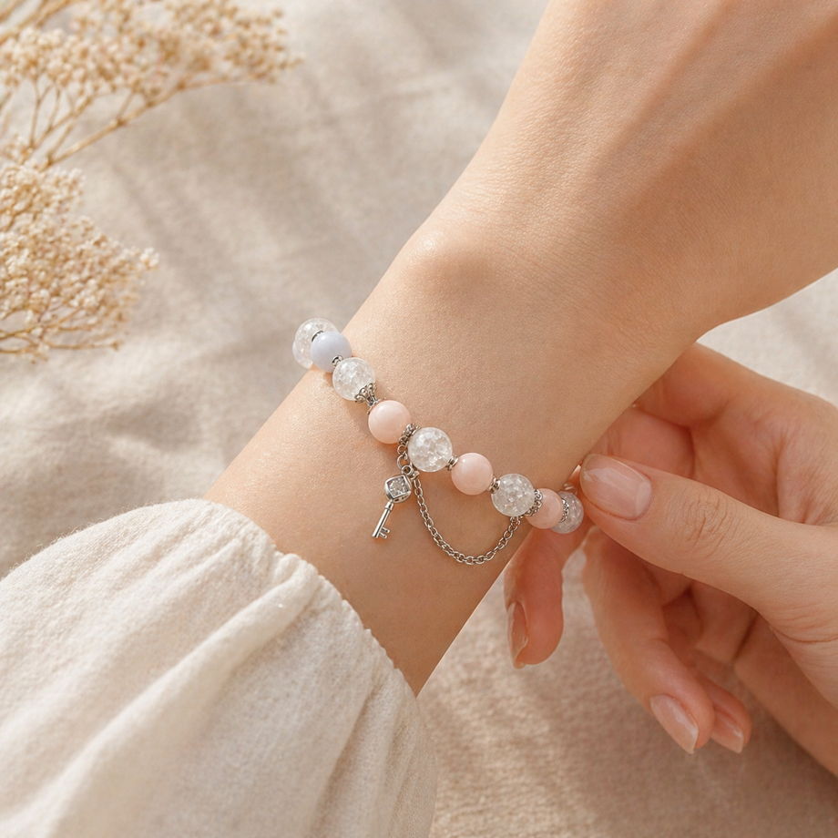 Браслет из берилла и сахарного кварца