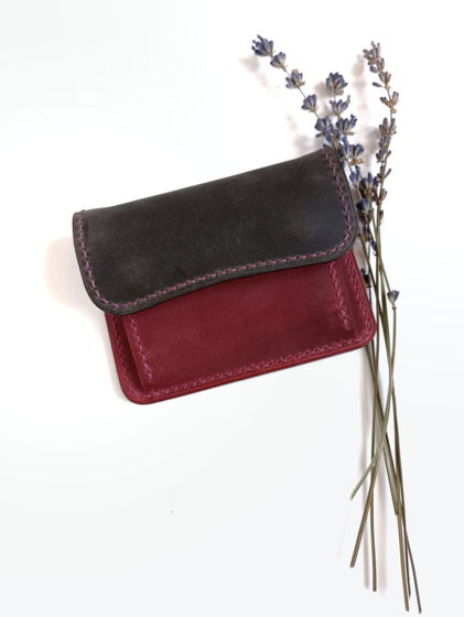 Компактный кошелёк картхолдер ручной работы с монетницей из винтажной кожи Crazy Horse