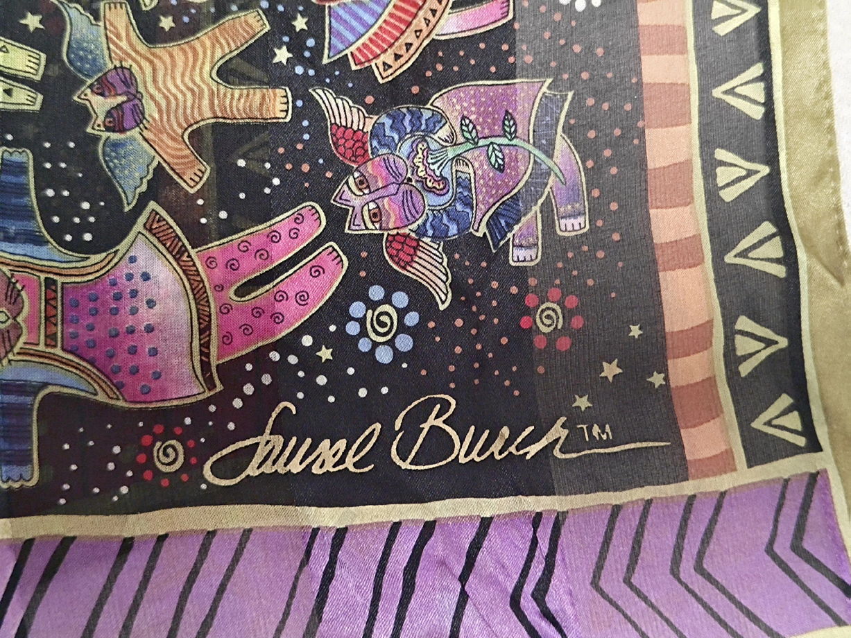 Шёлковый шарф Laurel Burch Коты-ангелы 100% шёлк