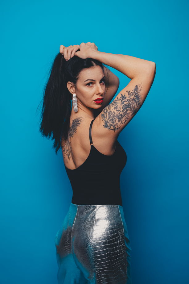 Брюки Silver с высокой посадкой из экокожи Metallic Python