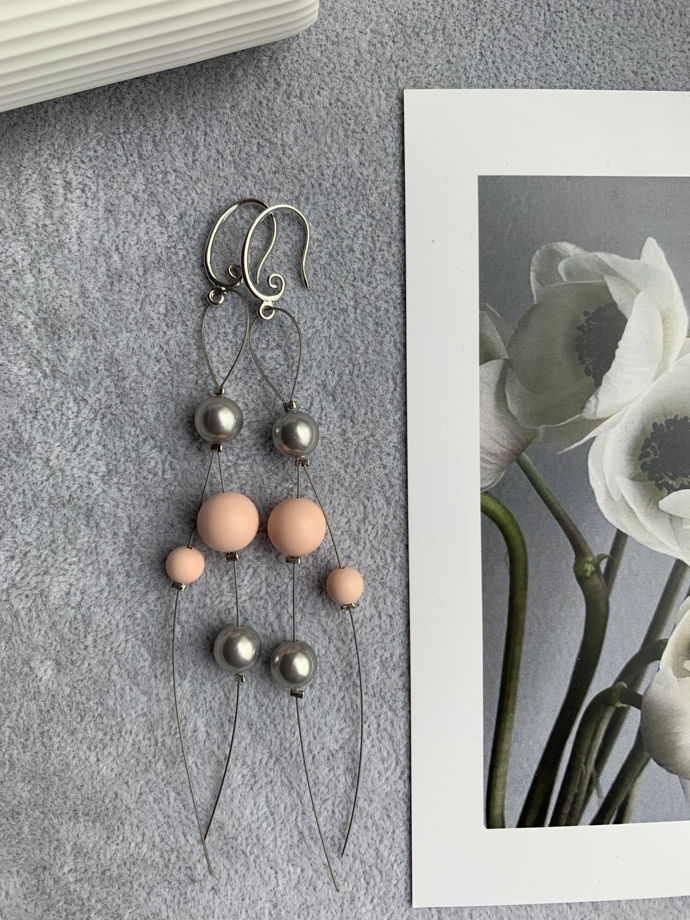 Серьги с жемчугом Майорка «Лунный румянец»