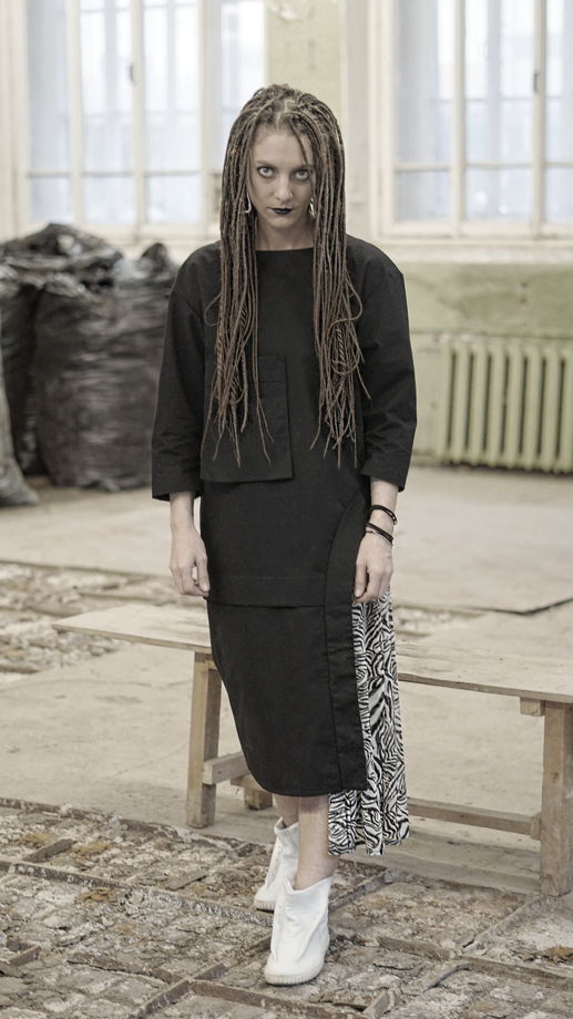 Черное асимметричное платье "ZEBRA"