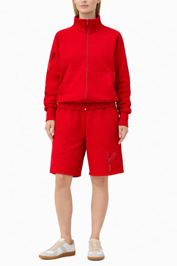 ЗИП ХУДИ "ЛЮБОВЬ". Ярко красное Зип Худи с вышивкой. 100% Хлопок.