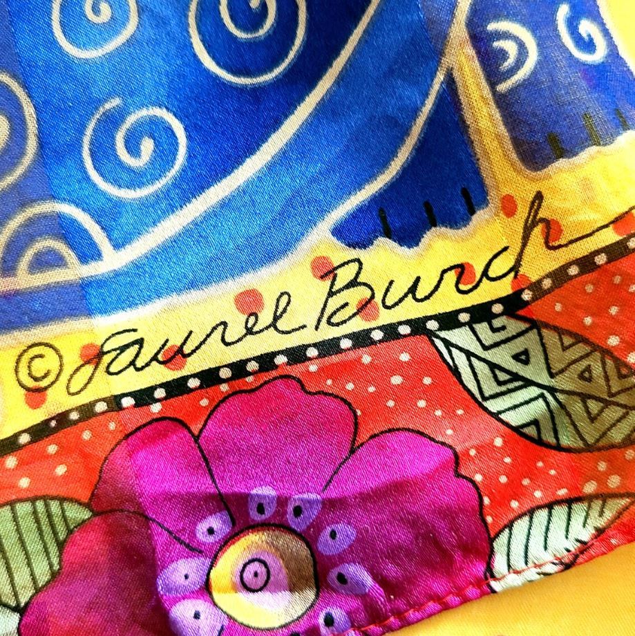Шёлковый шарф Laurel Burch Цветочный кот 100% шёлк