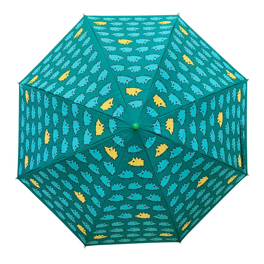 Зеленый зонт с ежиками. Делается на заказ и может быть как тростью, так и складной полуавтомат