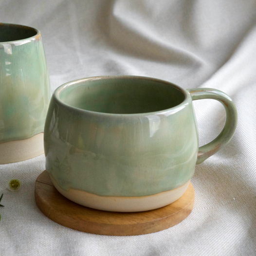 Чашка ручной работы зеленая
