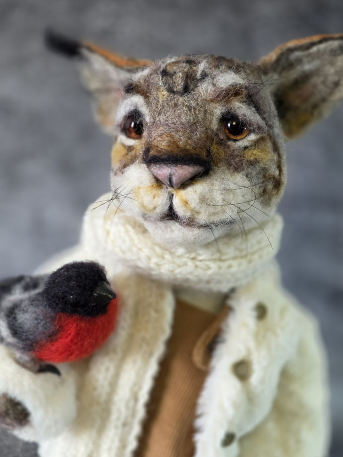 Интерьерная игрушка из шерсти "Рысь Серафима"