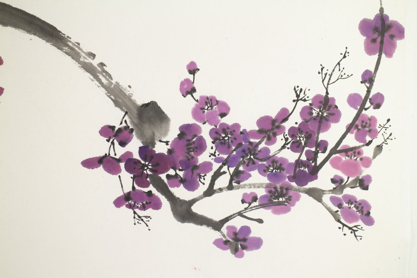 "Цветущая дикая слива мэй", картина в традиционном китайском стиле се-и   (45 * 70 см)
