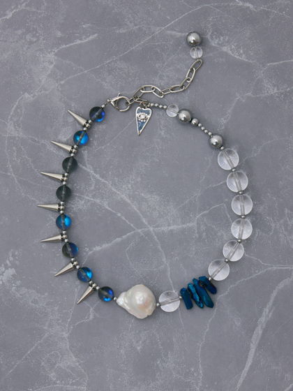 Унисекс колье с жемчугом и шипами