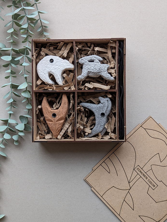 Коллекция елочных украшений из бетона ANIMALS в дизайнерской коробке