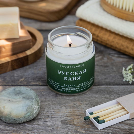 Ароматическая соевая свеча Русская Баня 200ml