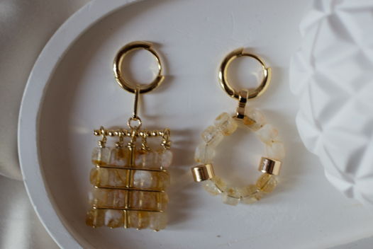 Асимметричные серьги с цитрином — дизайнерский акцент в одном украшении