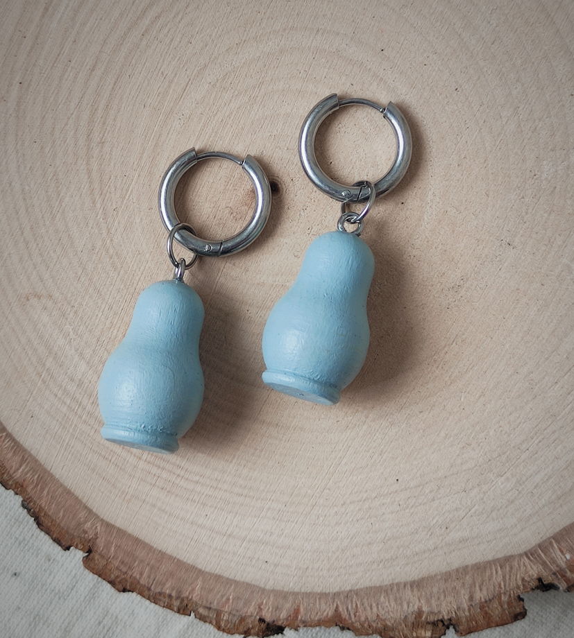 Серьги кольца Матрёшки