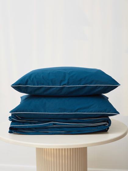 Синее постельное белье с кантом 1,5-спальное