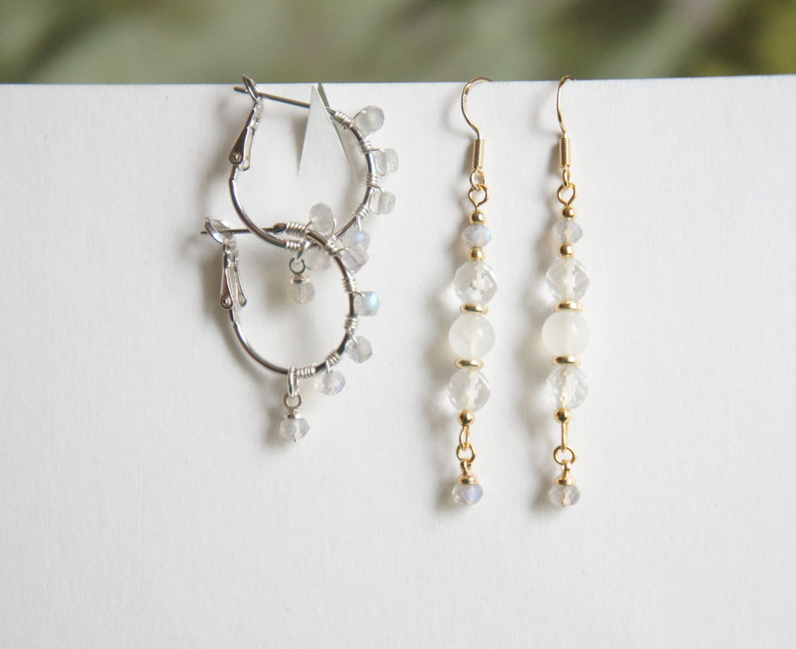 Серьги кольца конго лабрадорит плетеные wire wrapped