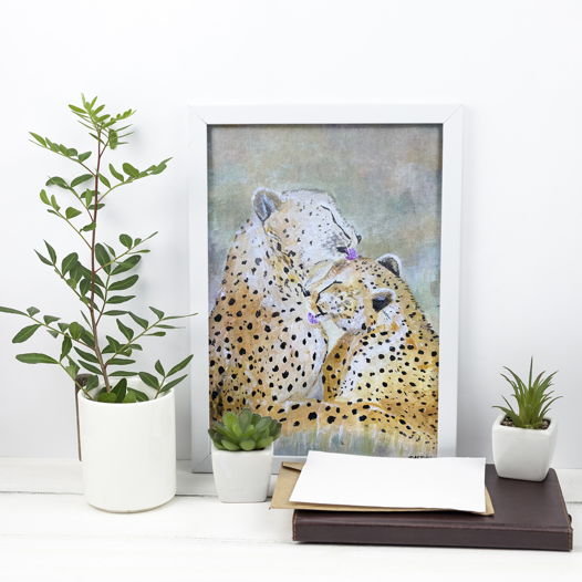 Картина для спальни маслом "Влюблённые гепарды" (на заказ, любые животные)