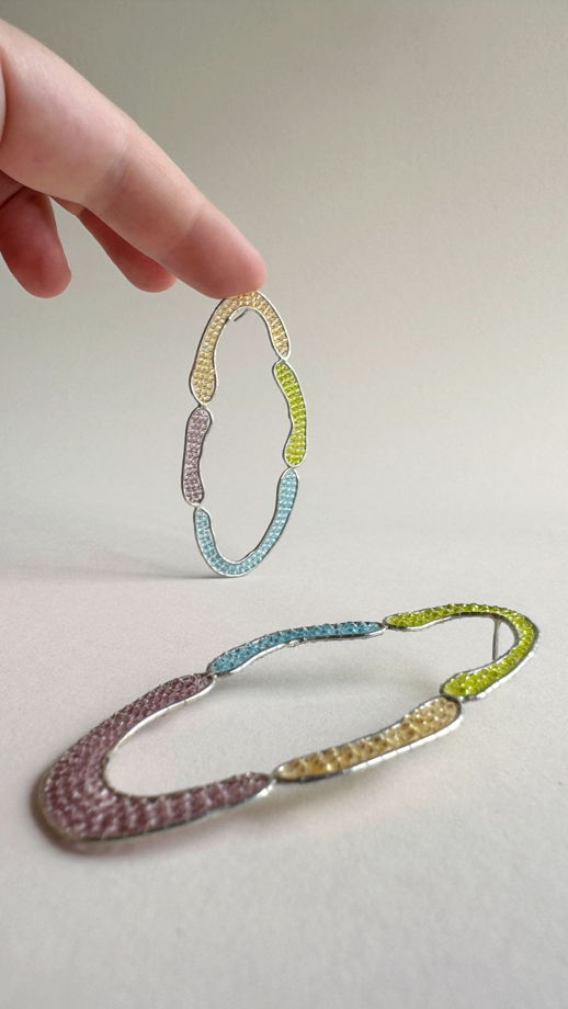 Серьги разноцветные из бисера и серебра