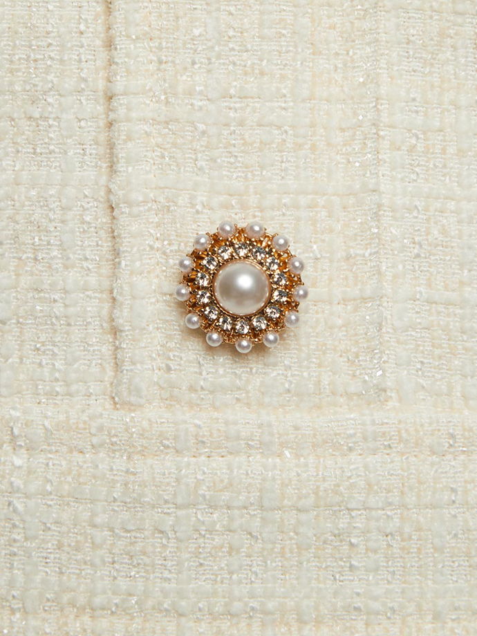 Вечернее платье-бандо мини из твида с люрексом