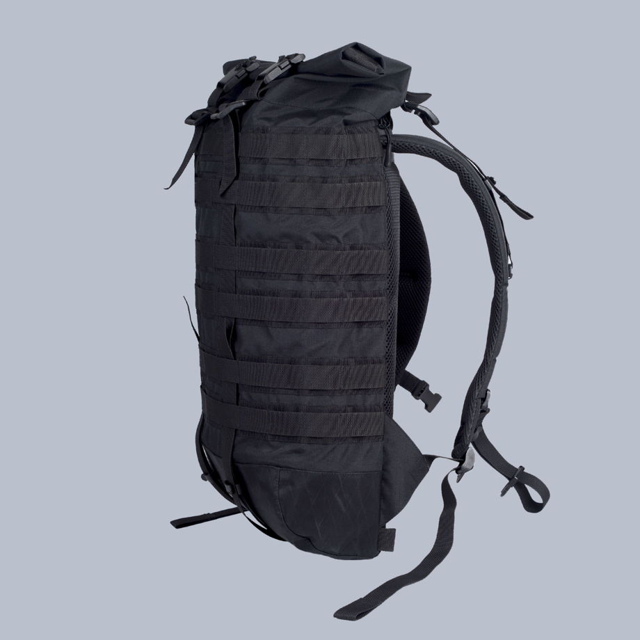 Рюкзак ролл топ Атарика с магнитными застежками /  Черная тактическая сумка