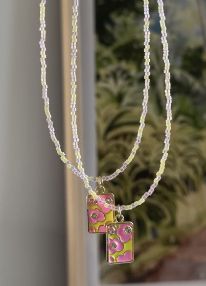 Колье PINK LEI с японским бисером