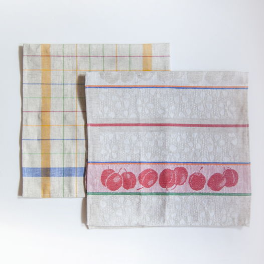 Кухонные полотенца, лён + хлопок, жаккард, на две стороны 'TEA-PARTY', 2 шт, 35 см x 70 см
