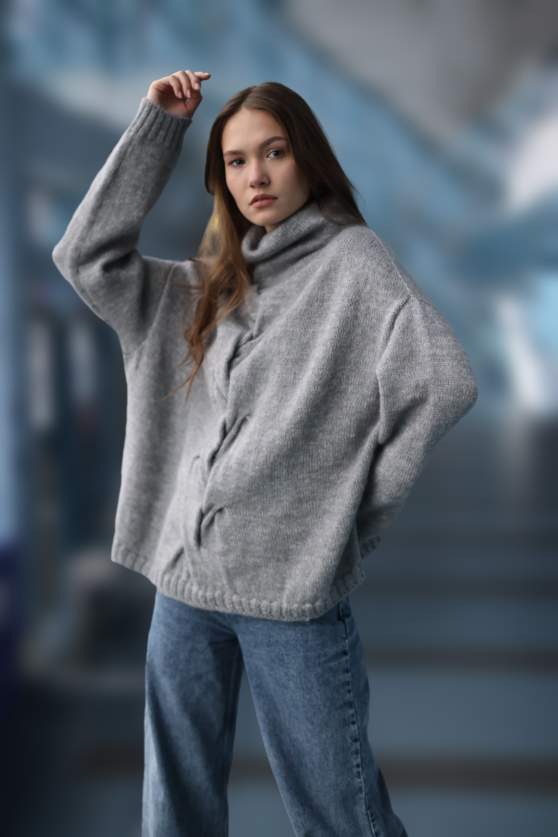 Тонкий вязаный свитер из кид мохера на шелке, кашемира и мериноса с шелкомсветло-серый ручной работы. в магазине «SHUDA knitwear store» наЛамбада-маркете