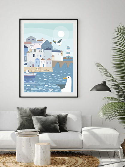 Авторский постер Морской Городок на плотной матовой бумаге 50х70