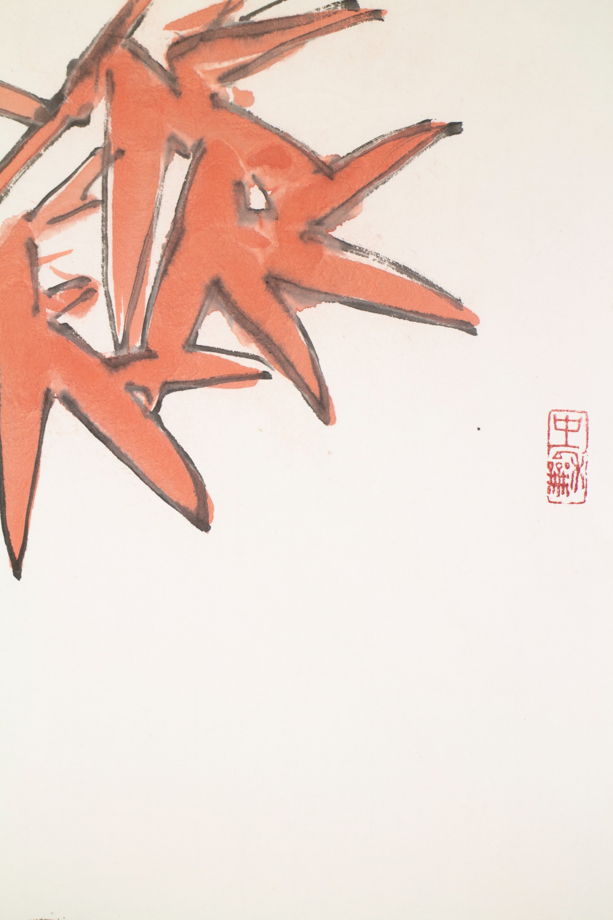 "Осенние утки-мандаринки", картина в традиционном китайском стиле се-и (69* 35 см)