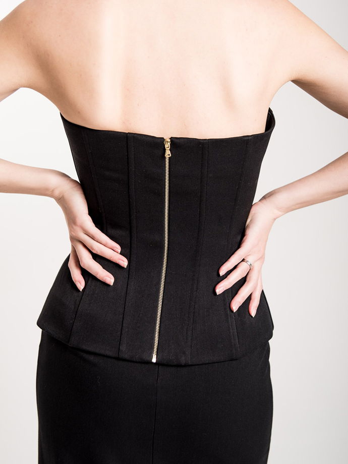 Корсет из костюмной ткани, черный