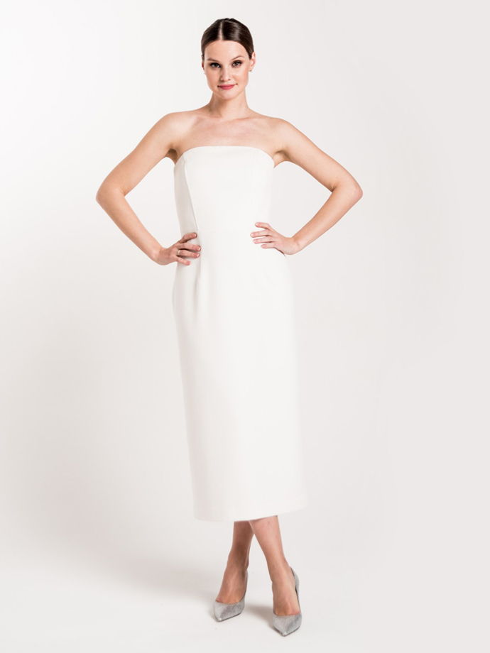 Платье-бандо миди, белый