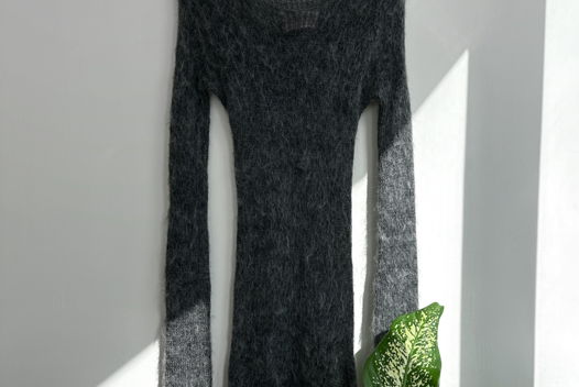 Серый мохеровый лонгслив