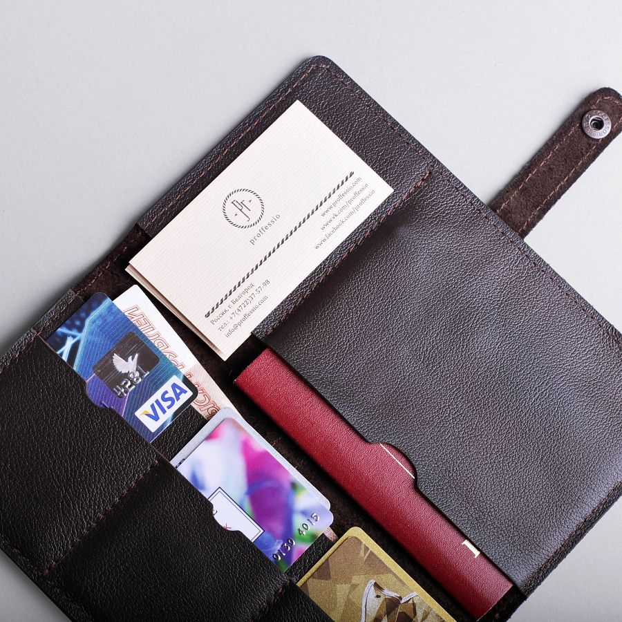 Кожаный бумажник с инициалами CLASSIC BROWN
