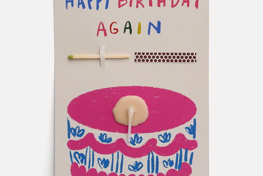 Открытка свечка "Happy birthday again"от Вьюнчик, с конвертом, 14,8х10,5 см (А6)